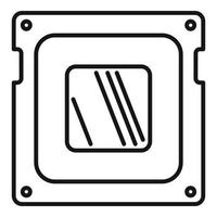 vector de contorno de icono de cpu electrónico. datos de la computadora