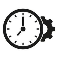 vector simple de icono de tiempo de engranaje de reloj. control de trabajo