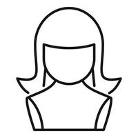 vector de contorno de icono de peluca larga. cabeza de moda