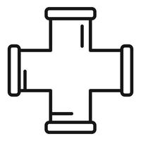 Cross pipe icon outline vector. Water pipeline vector