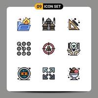 conjunto de 9 iconos de interfaz de usuario modernos signos de símbolos para comprar contraseña educación contraseña acceso elementos de diseño vectorial editables vector