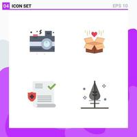 Modern Set of 4 Flat Icons Pictograph of camera test party delivery shield Editable Vector Design Elements