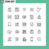 Group of 25 Lines Signs and Symbols for location body forward avatar returning visiter Editable Vector Design Elements