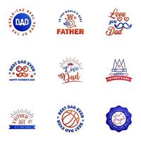 Happy fathers day 9 Blue and red vintage retro type font Illustrator eps10 Editable Vector Design Elements