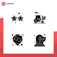 Pack of 4 Universal Glyph Icons for Print Media on White Background vector