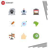 9 Universal Flat Color Signs Symbols of button arrows shop screwdriver plumber Editable Vector Design Elements