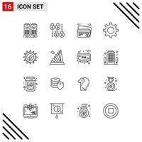 Mobile Interface Outline Set of 16 Pictograms of building electricity payment ecology vehicle maintenance Editable Vector Design Elements