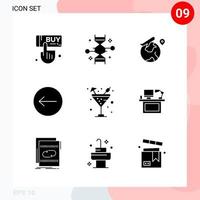 Vector Pack of 9 Icons in Solid Style. Creative Glyph Pack isolated on White Background for Web and Mobile.