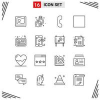 16 Icons Line Style Grid Based Creative Outline Symbols for Website Design Simple Line Icon Signs Isolated on White Background 16 Icon Set vector