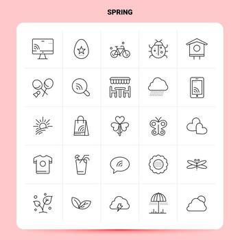 contorno 25 conjunto de iconos de primavera diseño de estilo de línea vectorial conjunto de iconos negros paquete de pictogramas lineales ideas de negocios web y móviles diseño ilustración vectorial vector