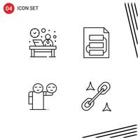 Group of 4 Filledline Flat Colors Signs and Symbols for desk tactic hour file hand Editable Vector Design Elements