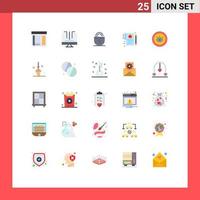 Mobile Interface Flat Color Set of 25 Pictograms of deal home optimization document security Editable Vector Design Elements