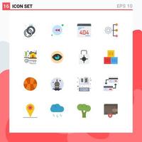 Mobile Interface Flat Color Set of 16 Pictograms of keys organization error management company structure Editable Pack of Creative Vector Design Elements