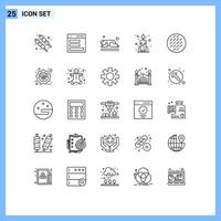 25 Universal Line Signs Symbols of cookie baking muslim chinese candle Editable Vector Design Elements
