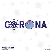 Tuvalu Coronavirus Typography COVID19 country banner Stay home Stay Healthy Take care of your own health vector