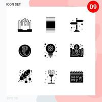 9 User Interface Solid Glyph Pack of modern Signs and Symbols of rupee indian board finance business Editable Vector Design Elements