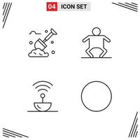 Set of 4 Modern UI Icons Symbols Signs for spade science plants kid space Editable Vector Design Elements