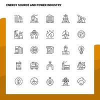 conjunto de fuente de energía y línea de la industria de energía conjunto de iconos 25 iconos diseño de estilo minimalista vectorial conjunto de iconos negros paquete de pictogramas lineales vector