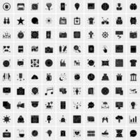 Set of 100 Business Solid Glyph icons vector