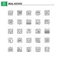 25 conjunto de iconos de bienes raíces antecedentes vectoriales vector