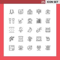 25 Thematic Vector Lines and Editable Symbols of man community building holiday eggs Editable Vector Design Elements