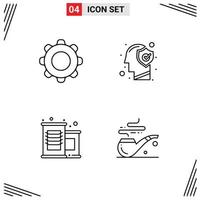 Line Pack of 4 Universal Symbols of application mind mobile head supermarket Editable Vector Design Elements