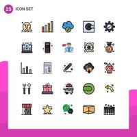 25 Creative Icons Modern Signs and Symbols of tick gear complete technology minidisc Editable Vector Design Elements