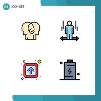 Modern Set of 4 Filledline Flat Colors Pictograph of business right resources man forward Editable Vector Design Elements