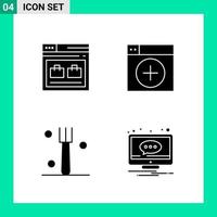 Pack of 4 Solid Style Icon Set Glyph Symbols for print Creative Signs Isolated on White Background 4 Icon Set vector