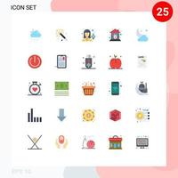 paquete de 25 signos y símbolos de colores planos modernos para medios de impresión web, como elementos de diseño de vectores editables para el hogar inteligente femenino ramadan moon