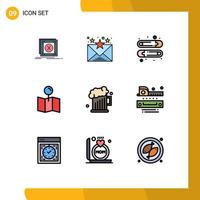 Pack of 9 Modern Filledline Flat Colors Signs and Symbols for Web Print Media such as father beer baby pin map Editable Vector Design Elements