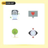 Pictogram Set of 4 Simple Flat Icons of bathroom lotus toilet message nature Editable Vector Design Elements