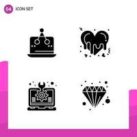 Glyph Icon set Pack of 4 Solid Icons isolated on White Background for responsive Website Design Print and Mobile Applications vector