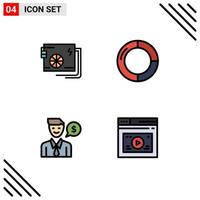 Modern Set of 4 Filledline Flat Colors and symbols such as ac man power chart job Editable Vector Design Elements