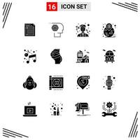 Pictogram Set of 16 Simple Solid Glyphs of investment teacher crew school personnel Editable Vector Design Elements