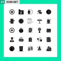 Universal Icon Symbols Group of 25 Modern Solid Glyphs of air medical clock chopper person Editable Vector Design Elements