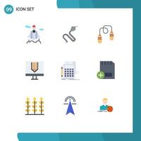 9 Universal Flat Color Signs Symbols of audit programing fitness development computer Editable Vector Design Elements