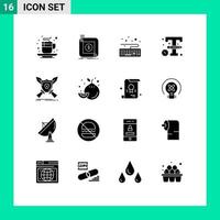 Set of 16 Modern UI Icons Symbols Signs for badge sketch application logo type Editable Vector Design Elements