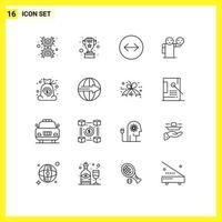 Universal Icon Symbols Group of 16 Modern Outlines of money bag horizontal swipe healthcare hand Editable Vector Design Elements