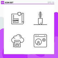 conjunto de 4 iconos en estilo de línea. símbolos de esquema creativos para el diseño de sitios web y aplicaciones móviles. signo de icono de línea simple aislado sobre fondo blanco. 4 iconos. vector