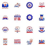 Love You Papa Card Design for Happy Fathers Day Typography Collection 16 Blue and red Design Editable Vector Design Elements