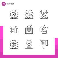 Outline Icon set. Pack of 9 Line Icons isolated on White Background for responsive Website Design Print and Mobile Applications. vector
