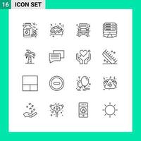 16 Universal Outlines Set for Web and Mobile Applications indian global camping culture hosting Editable Vector Design Elements