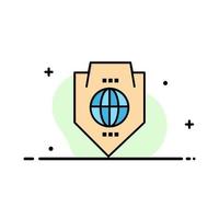 Access World Protection Globe Shield  Business Flat Line Filled Icon Vector Banner Template