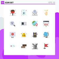 16 User Interface Flat Color Pack of modern Signs and Symbols of molecule search mirror right arrow Editable Pack of Creative Vector Design Elements