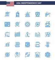 Set of 25 USA Day Icons American Symbols Independence Day Signs for book army fire security shield Editable USA Day Vector Design Elements