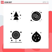 Collection of 4 Vector Icons in solid style. Modern Glyph Symbols for Web and Mobile. Solid Icon Sign Isolated on White Background. 4 Icons.