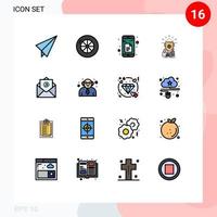 Universal Icon Symbols Group of 16 Modern Flat Color Filled Lines of school mail app email prize Editable Creative Vector Design Elements