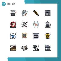 conjunto de 16 iconos de interfaz de usuario modernos símbolos signos para comunicación hoja web interfaz de usuario contenido personalizado elementos de diseño de vectores creativos editables