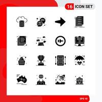 Mobile Interface Solid Glyph Set of 16 Pictograms of damage documents right copy files Editable Vector Design Elements